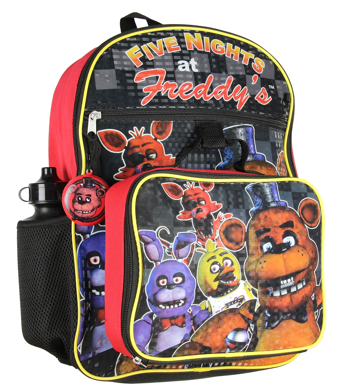 Five Nights At Freddy's 16" School Backpack Lunch Box Water Bottle 5pc Set