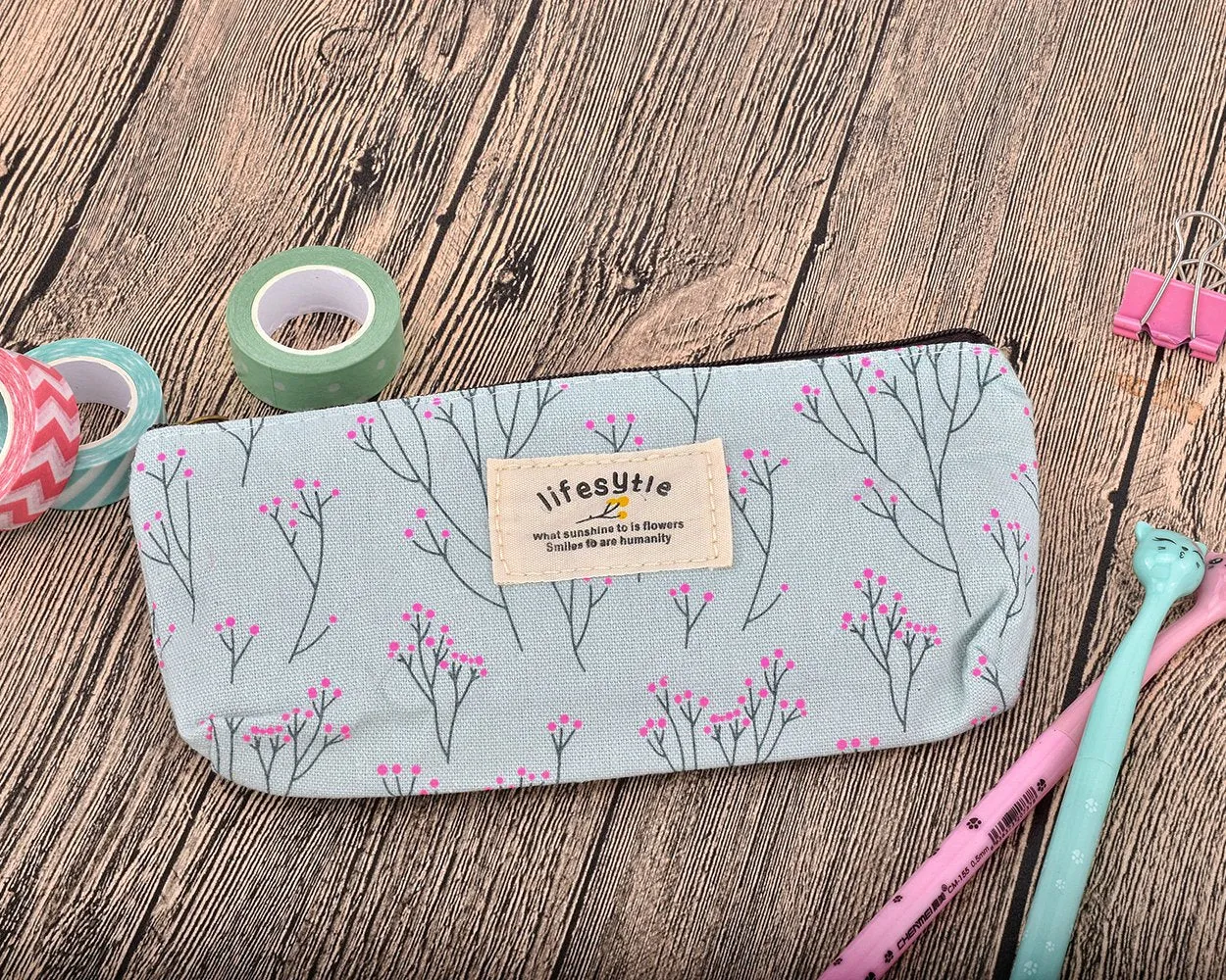 Floral Canvas Pen and Pencil Case