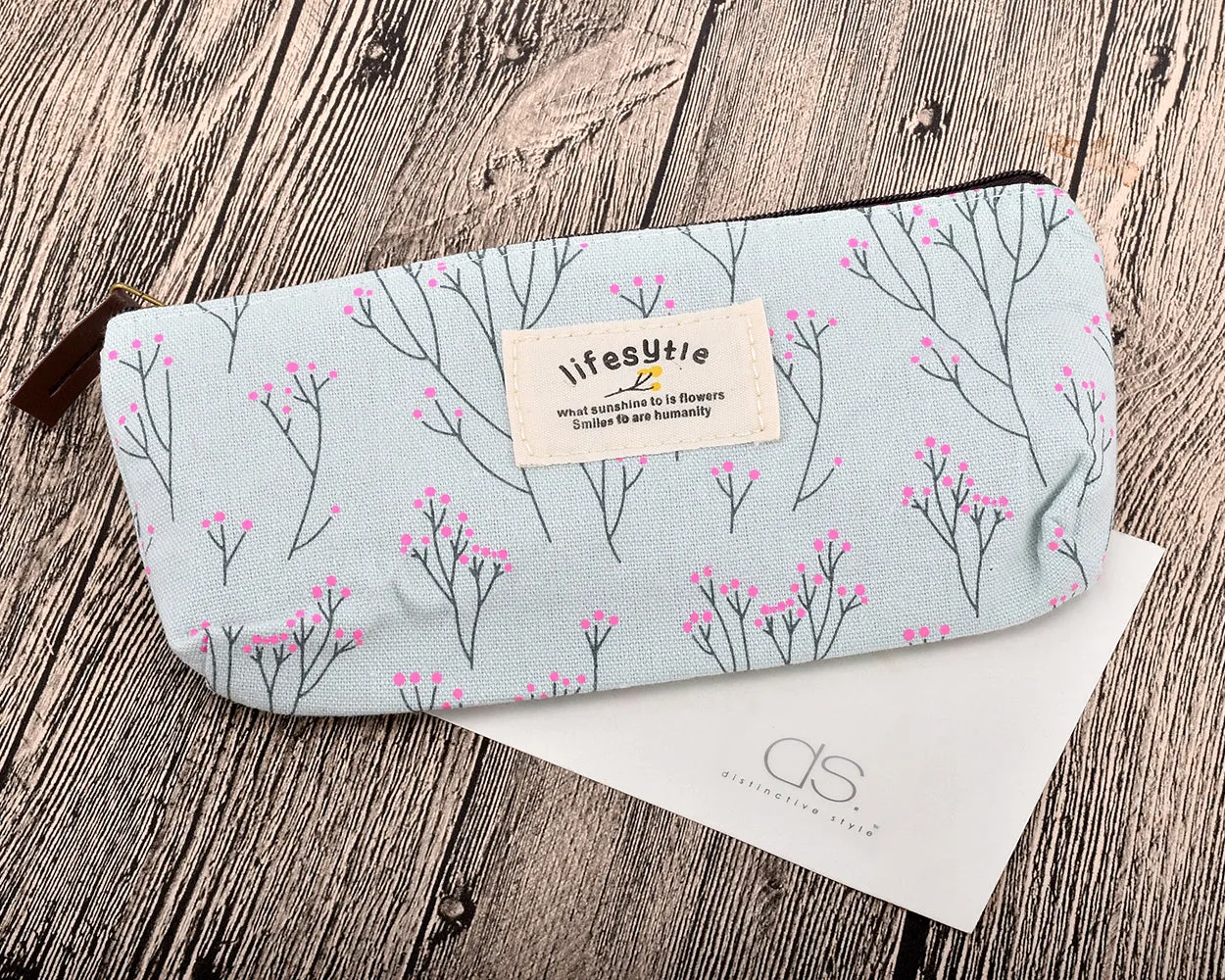 Floral Canvas Pen and Pencil Case