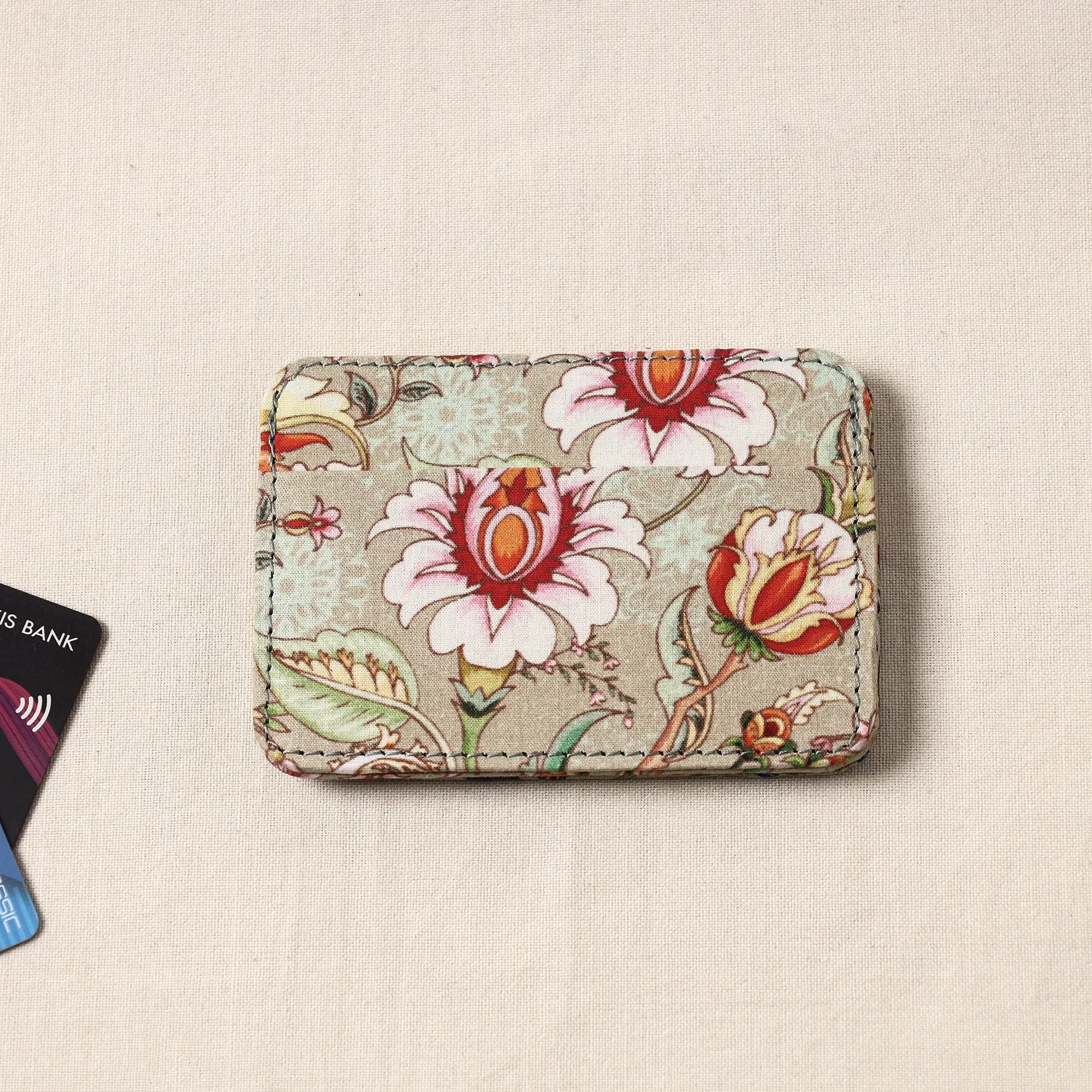 Floral Printed Handcrafted Leather Card Holder