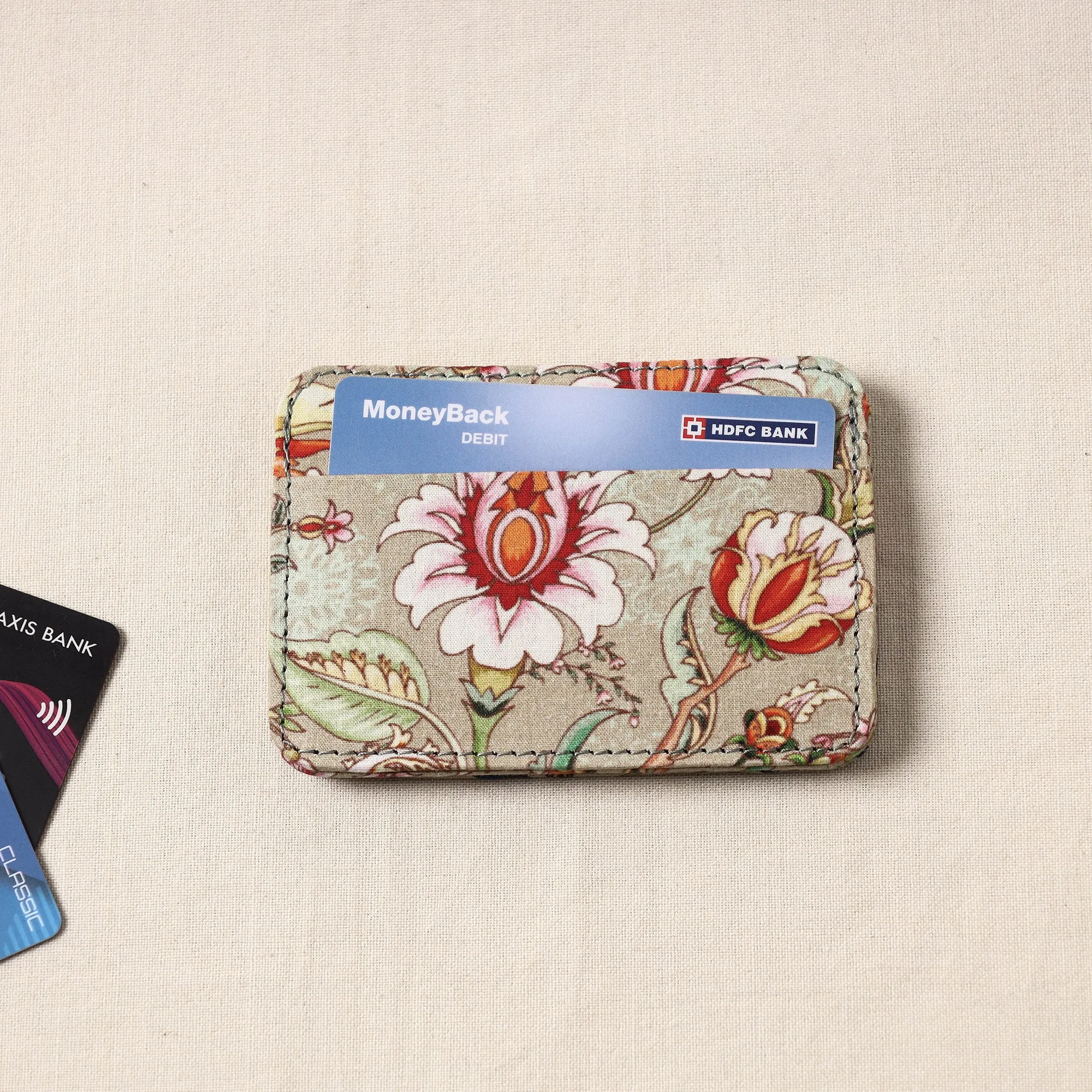 Floral Printed Handcrafted Leather Card Holder