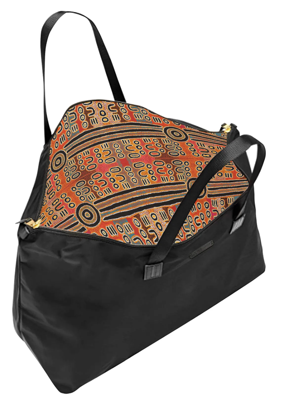 Fold-able Travel Bag - Biddy Napanangka Timms - Black