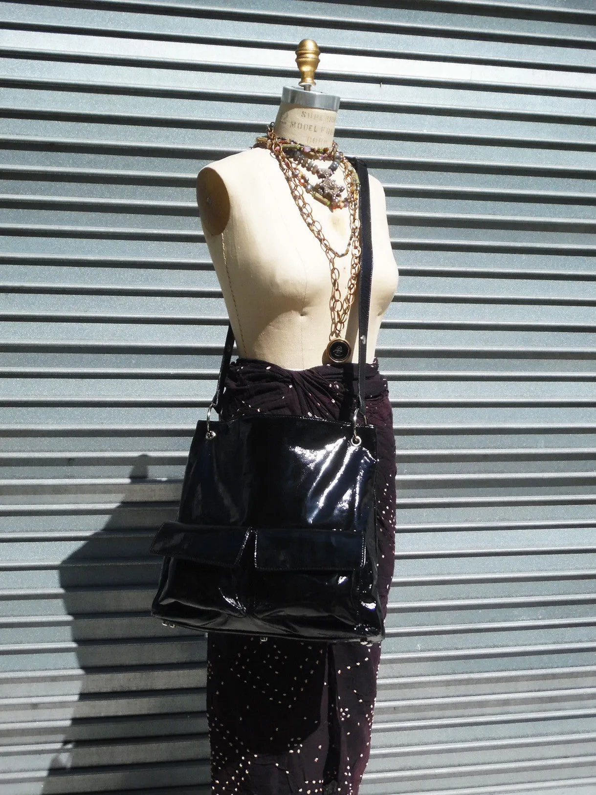 Gapock X Crossbody Travel Bag Patent Leather Wine