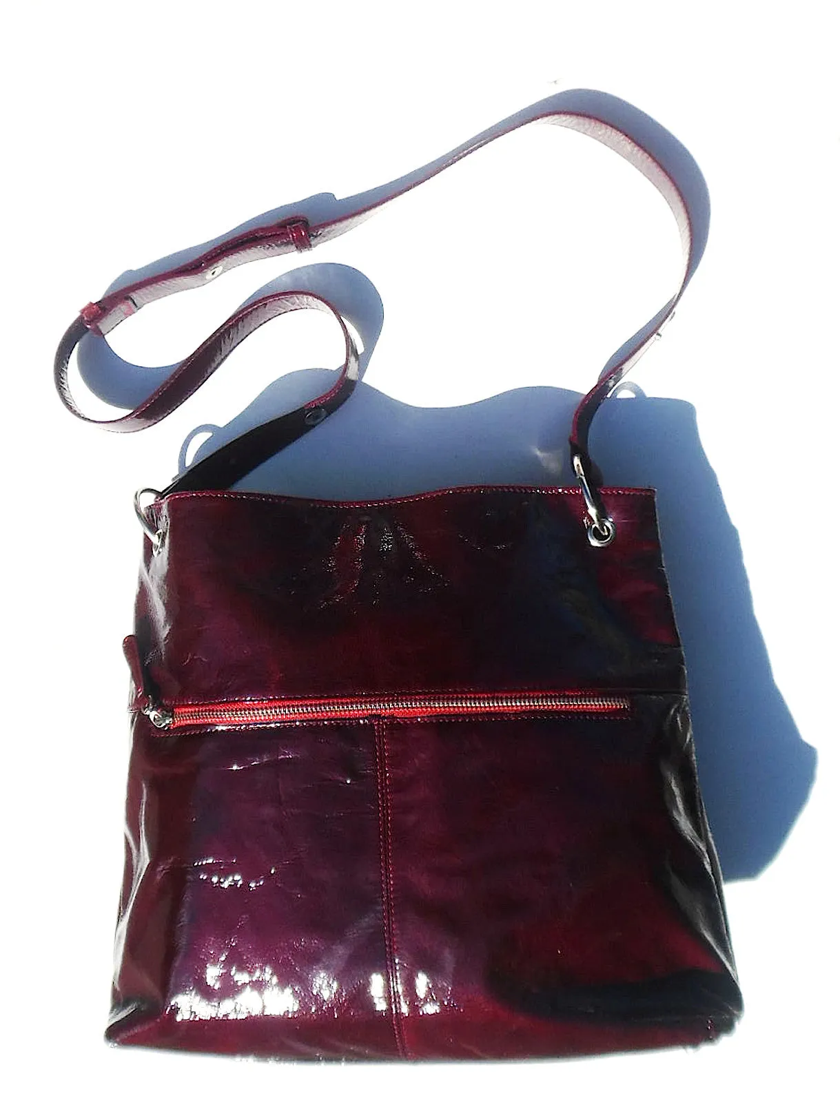 Gapock X Crossbody Travel Bag Patent Leather Wine