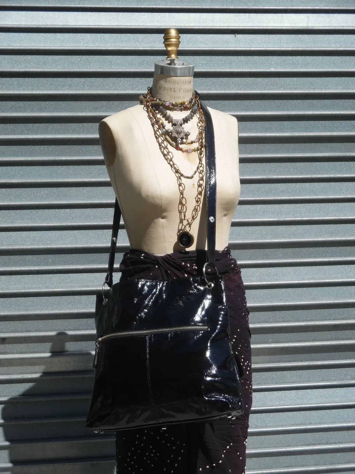 Gapock X Crossbody Travel Bag Patent Leather Wine