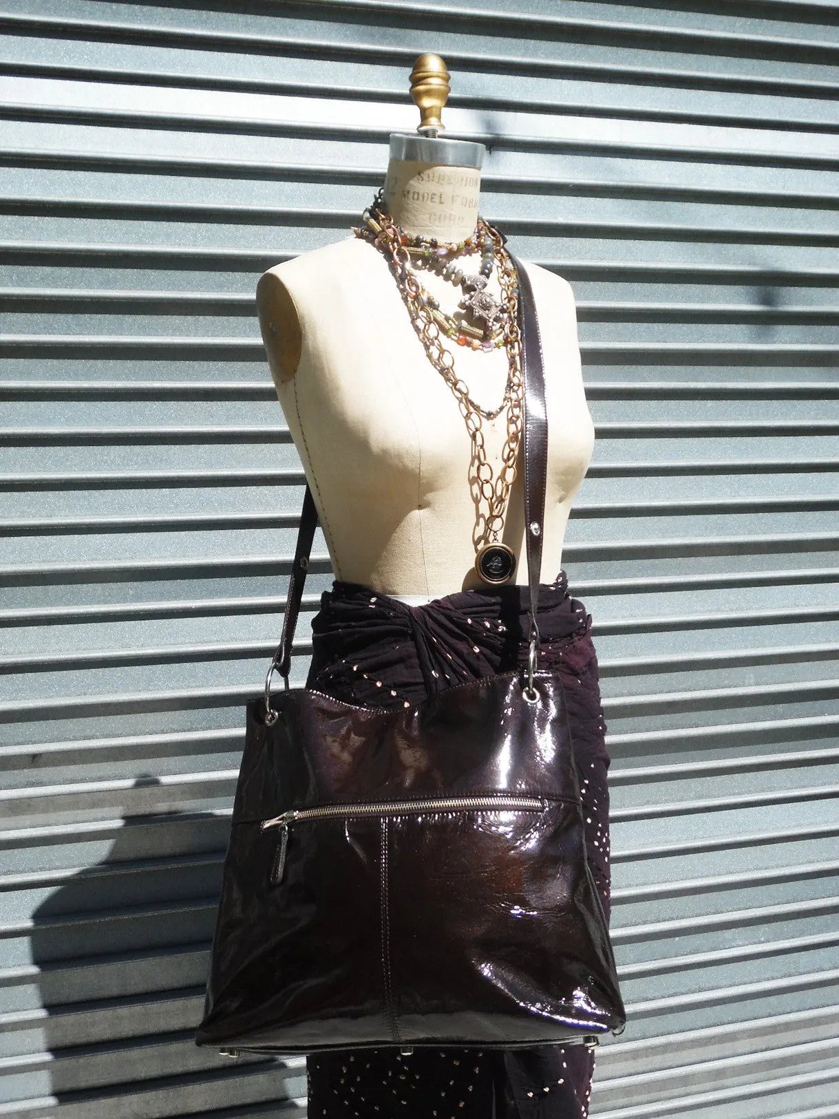 Gapock X Crossbody Travel Bag Patent Leather Wine