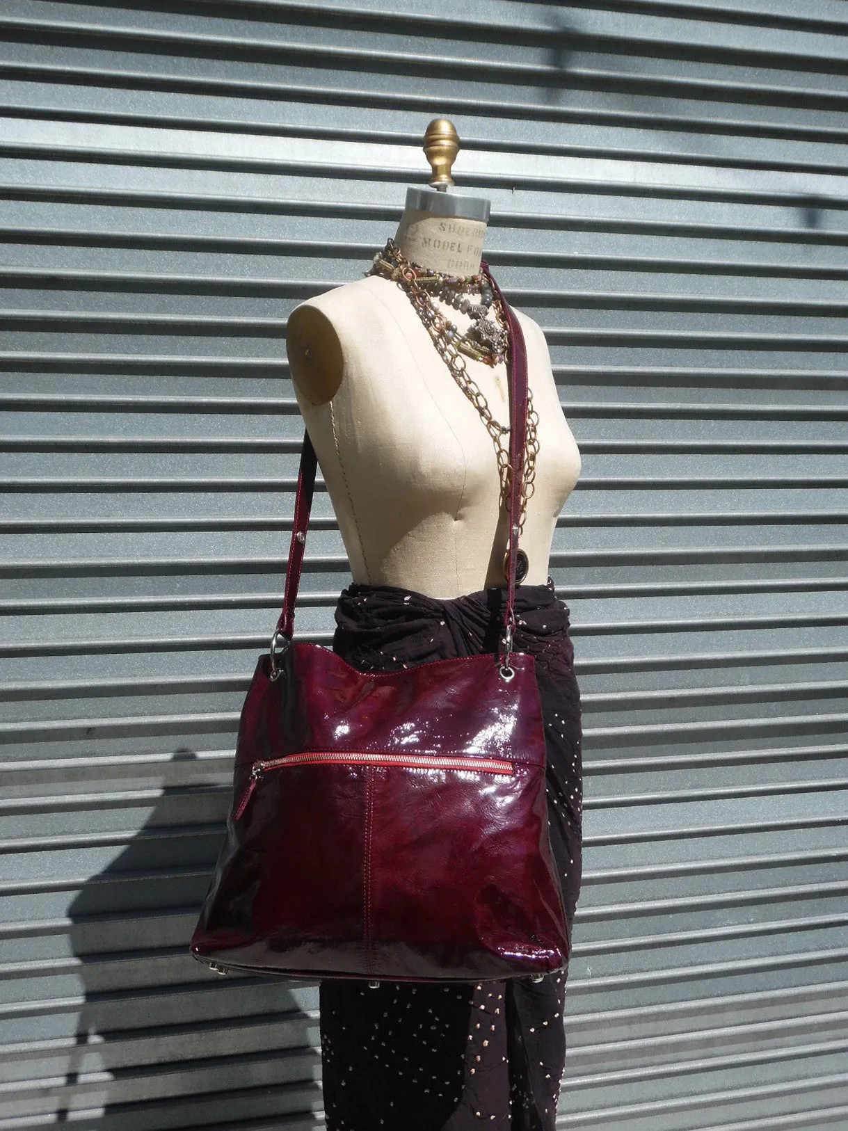 Gapock X Crossbody Travel Bag Patent Leather Wine