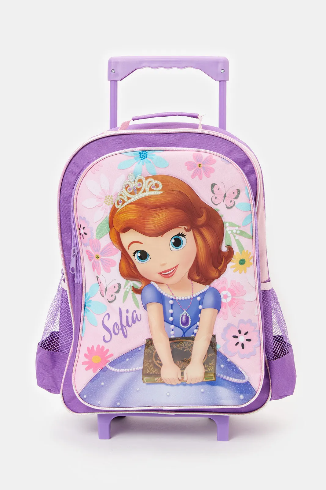 Girls Pink And Purple Sofia The First Print Trolley Set (5 Piece)