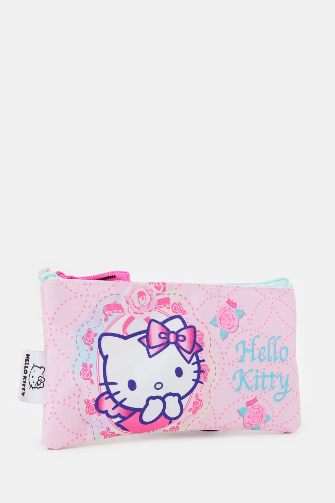 Girls Pink Hello Kitty Print Trolley Bag Set (16 Inch)