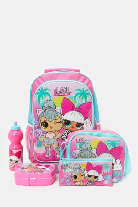 Girls Pink LOL Surprise Print Trolley Set (5 Piece)