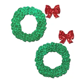 Glitter Wreath and Bow Nipple Pasties