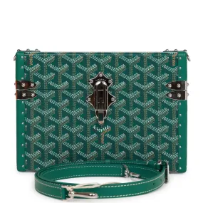 Goyard Goyardine Green Cassette Trunk Clutch/Shoulder Bag Palladium Hardware