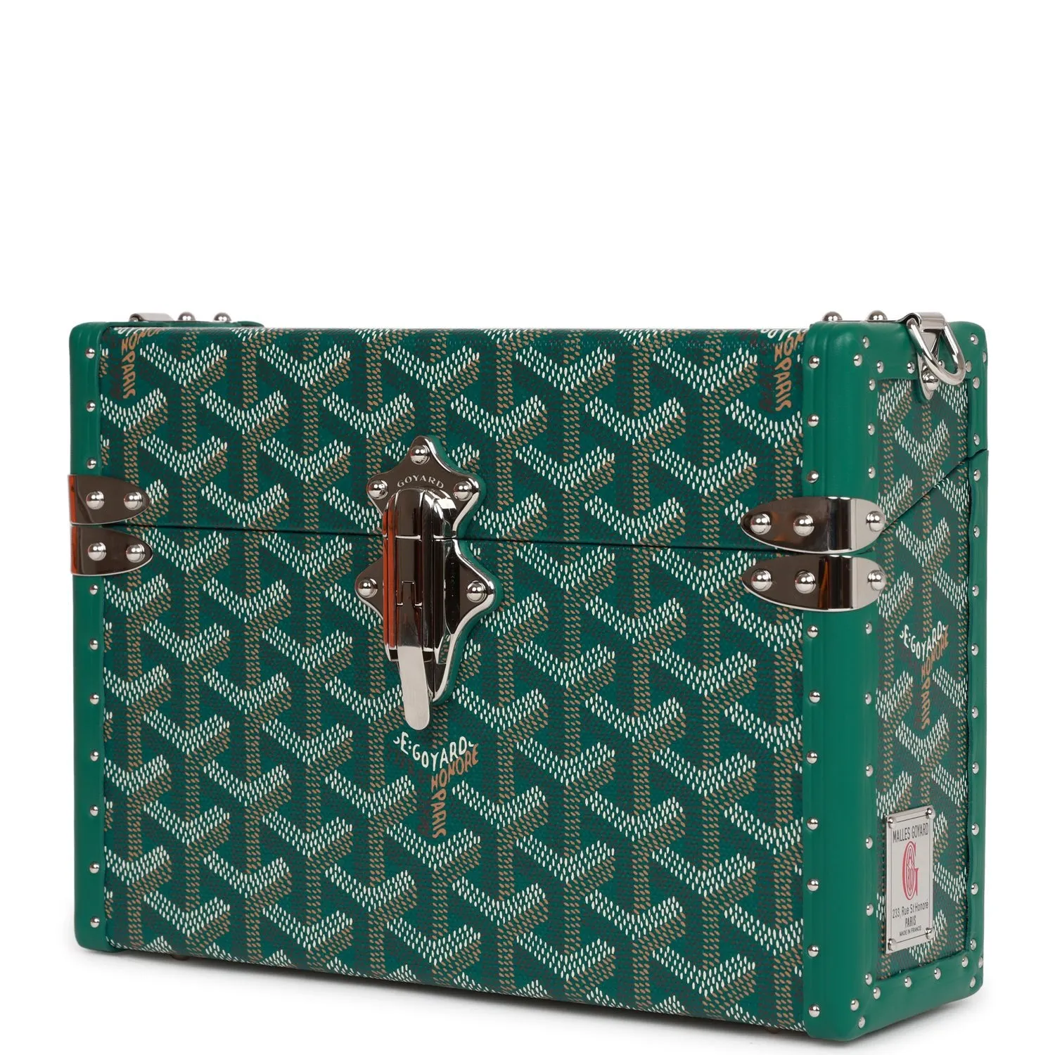 Goyard Goyardine Green Cassette Trunk Clutch/Shoulder Bag Palladium Hardware