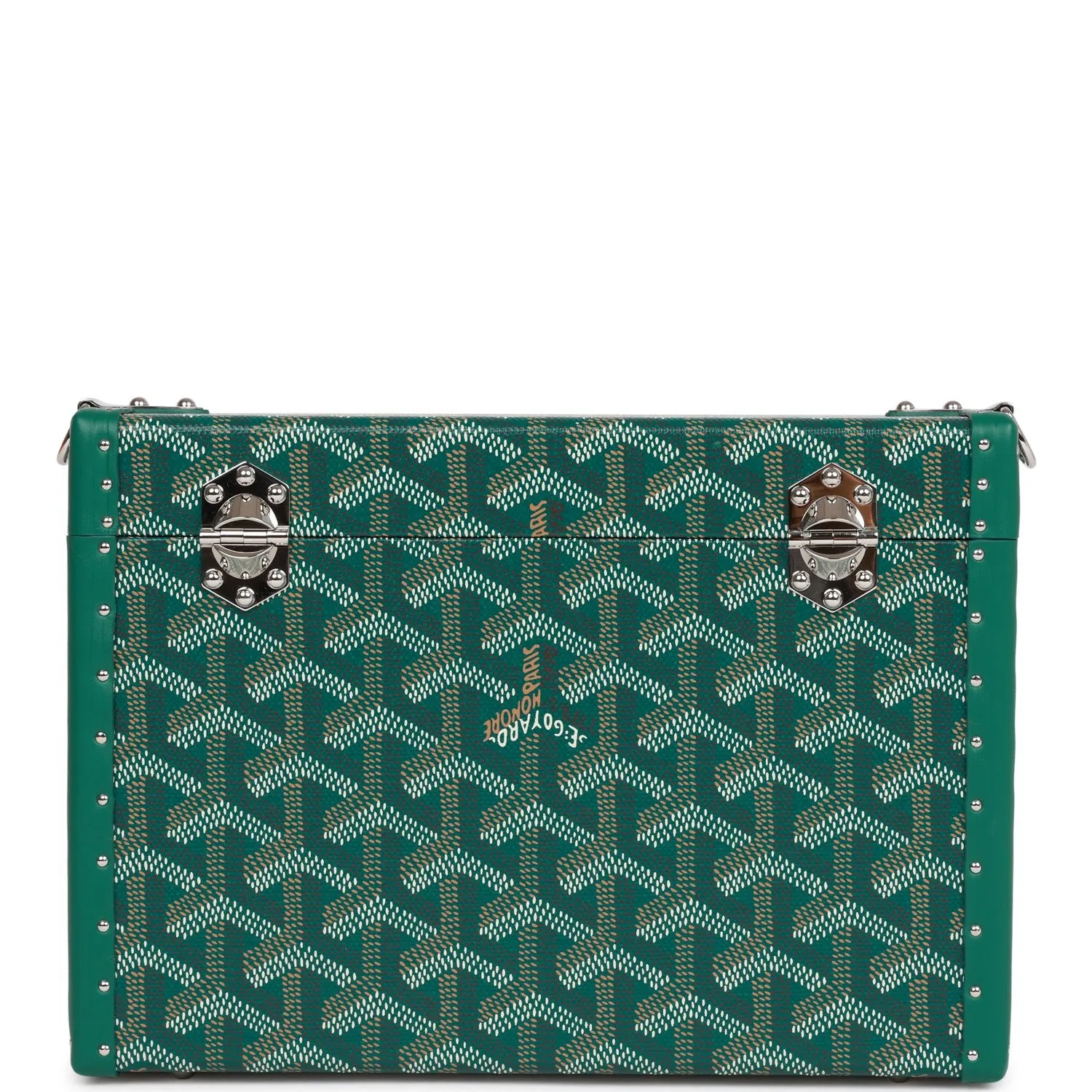 Goyard Goyardine Green Cassette Trunk Clutch/Shoulder Bag Palladium Hardware