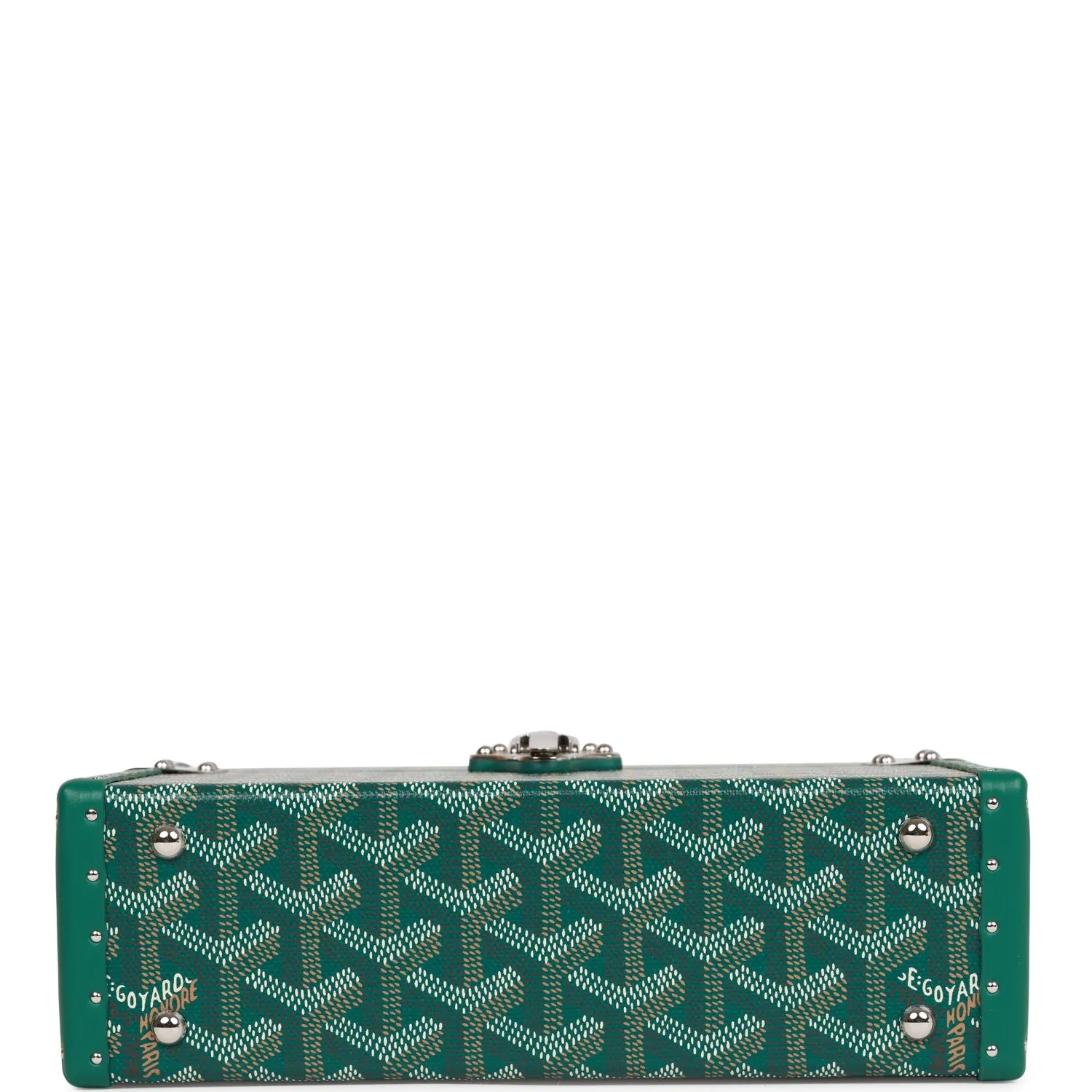 Goyard Goyardine Green Cassette Trunk Clutch/Shoulder Bag Palladium Hardware