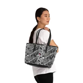 Grey Snake Print Tote Bag, Snake Reptile Python Print Best Designer PU Leather Shoulder Bag