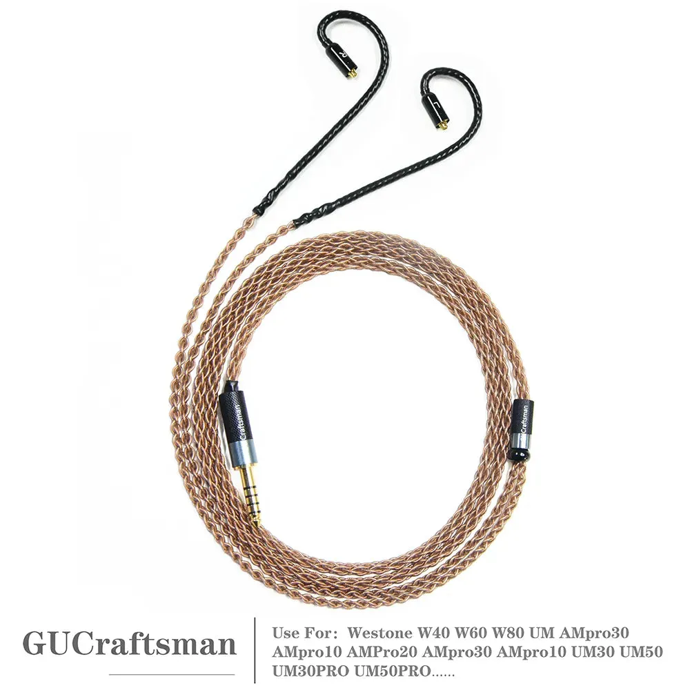 GUCraftsman 6N Single Crystal Copper Earphone Cables For W40 W60 W80 AMpro10 AMpro20 AMpro30 UM30PRO UM50 UM50PRO