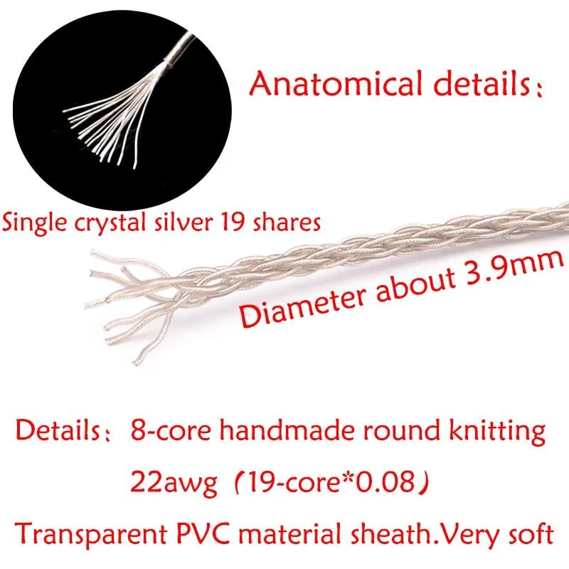 GUCraftsman 8-core Silver Upgrade Cables for Jerry Harvey JH24 AKR03 AKR02 JH16 JH13 V3 ROXANNE II layla Roxanne