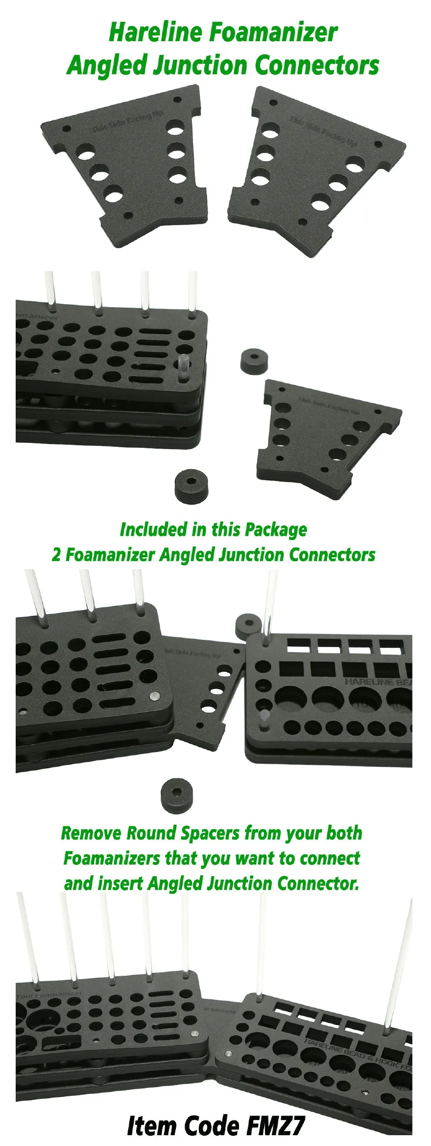 Hareline Angled  Foamanizer Junction 2 Pack