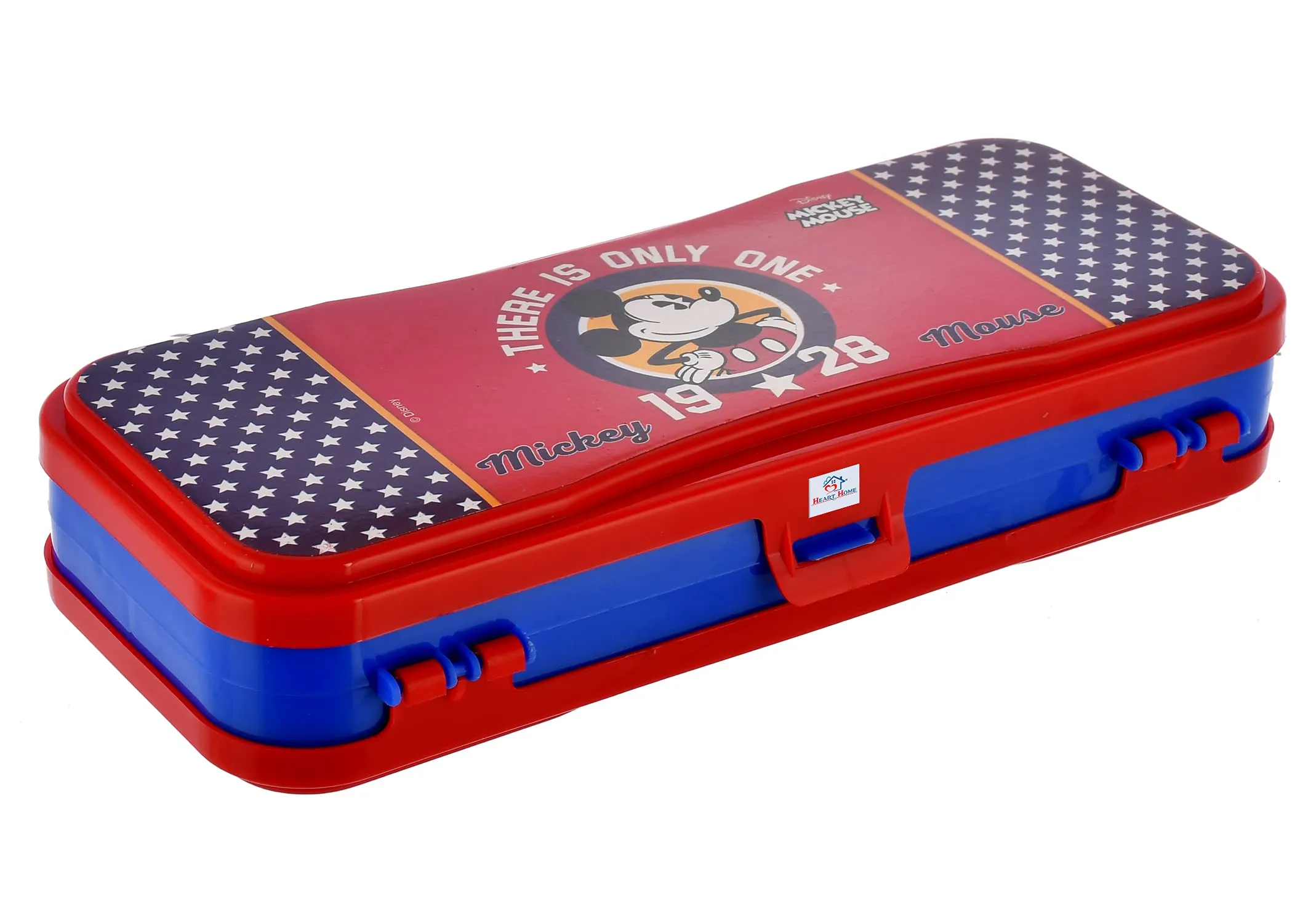 Heart Home Mickey Mouse Printed Double Sided Plastic Pencil Box (Red)