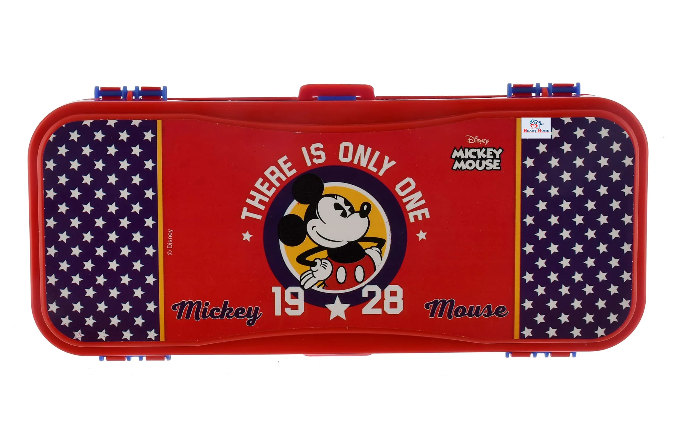 Heart Home Mickey Mouse Printed Double Sided Plastic Pencil Box (Red)