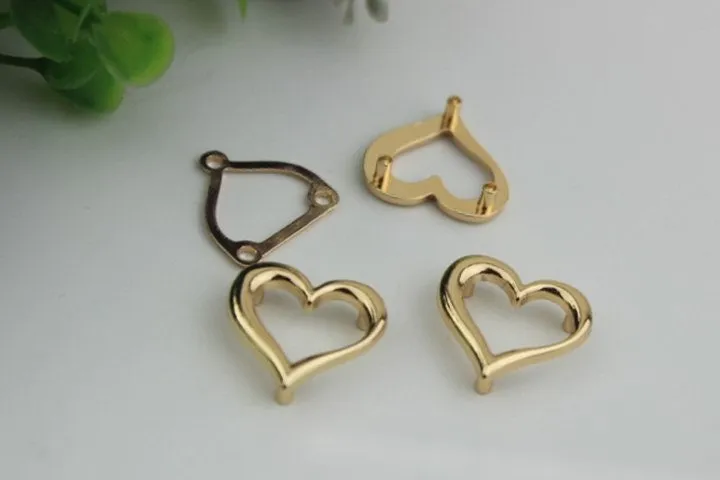 Heart Shaped Purse Label 1/10pcs Bag Hardware Charm Light Gold Handmade Purse Handbag Making Metal Decoration 20mm 3/4" Wholesale Supplies