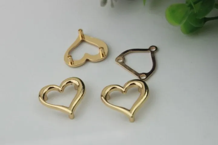 Heart Shaped Purse Label 1/10pcs Bag Hardware Charm Light Gold Handmade Purse Handbag Making Metal Decoration 20mm 3/4" Wholesale Supplies