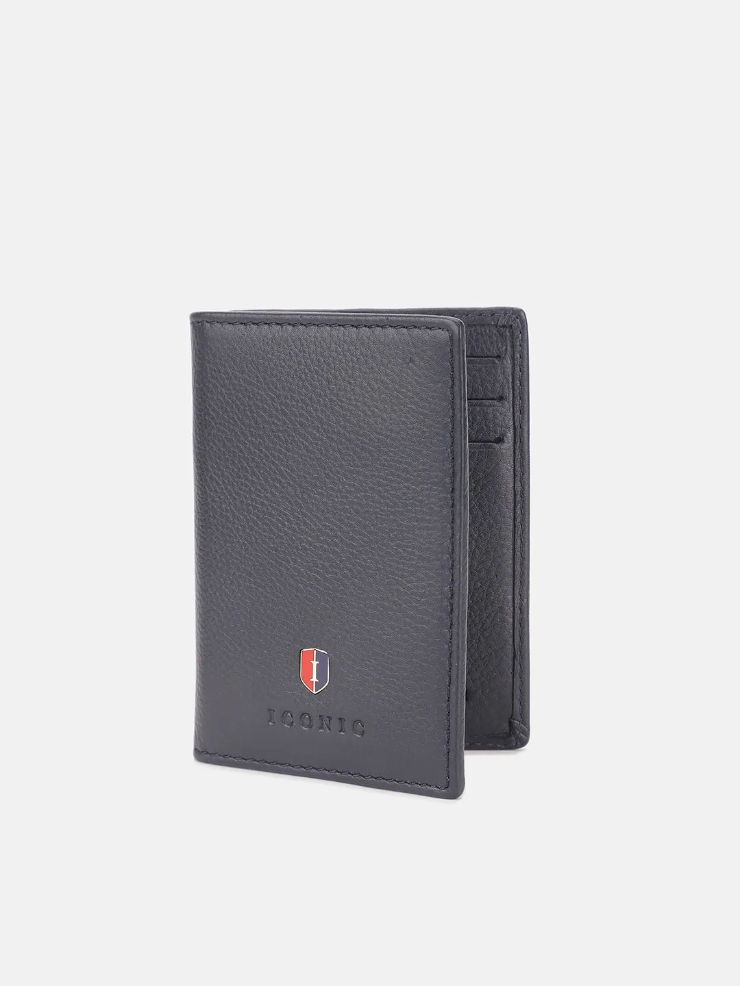 Iconic Men Blue Textured Passport Holder