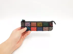 Inden Japanese Deerskin Leather Pencil Case - Patchwork / Multi Color - , Made in Japan,  Japanese traditional craft pencil case