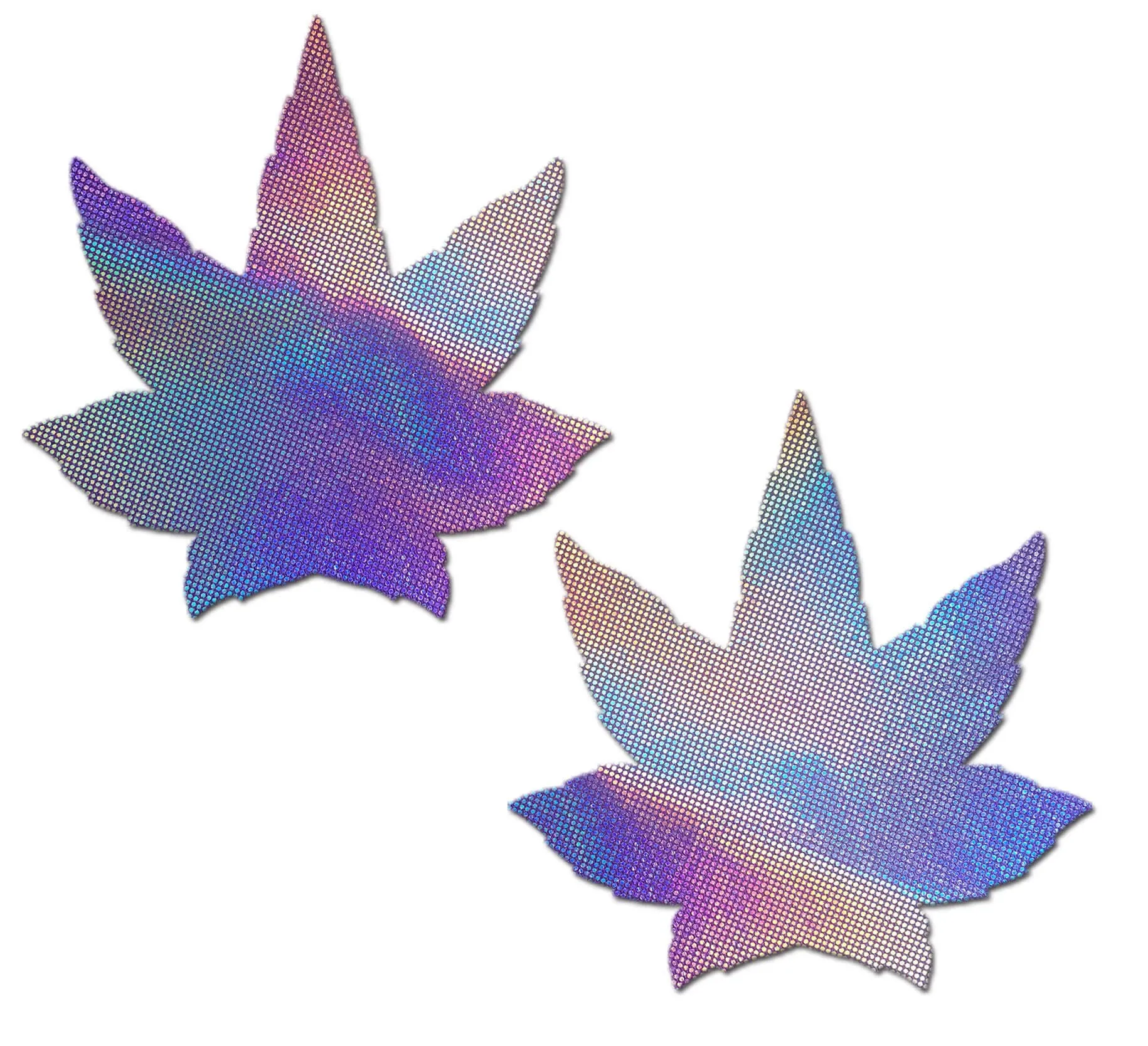 Indica Pot Leaf: Lavender Holographic Weed Nipple Pasties