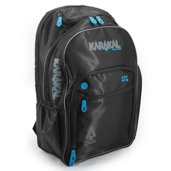 Karakal Pro Tour 30 2.1 Secure Zip Trave Friendly Backpack Blue