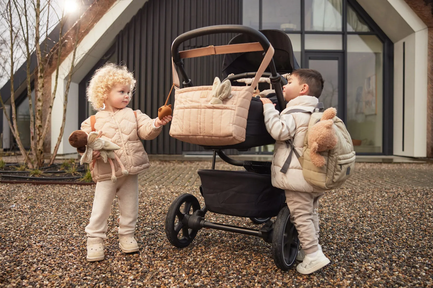 Kinderwagen/Buggy Organizer Puffed - Biscuit