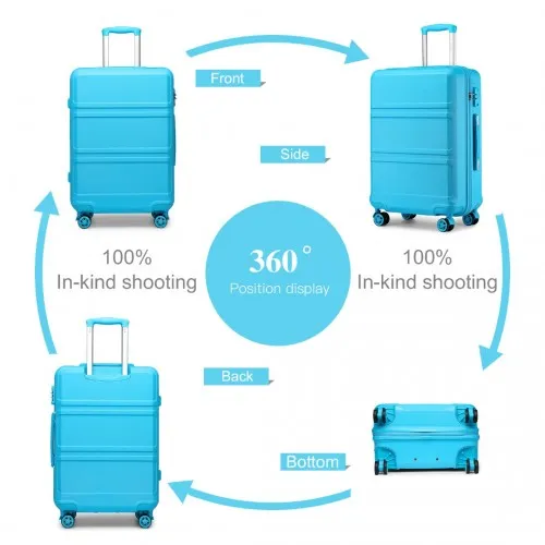 Kono ABS 28 Inch Sculpted Horizontal Design Suitcase - Blue | Durable & Stylish Luggage