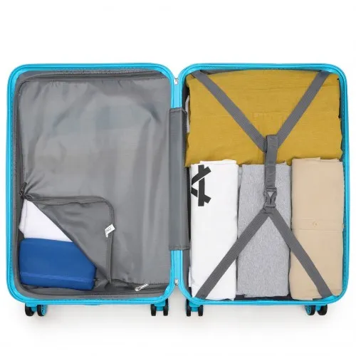 Kono ABS 28 Inch Sculpted Horizontal Design Suitcase - Blue | Durable & Stylish Luggage