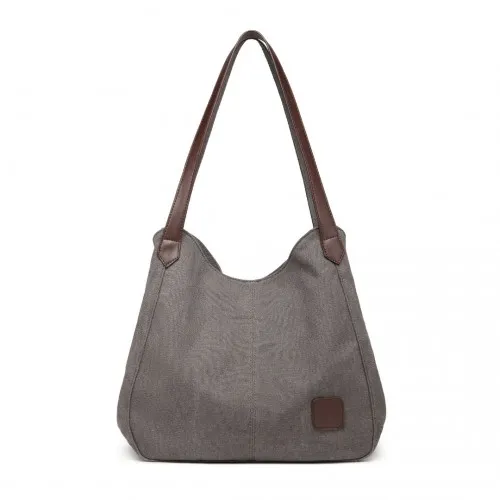 Kono Canvas Shoulder Tote Bag - Grey | Stylish & Practical for Everyday Use