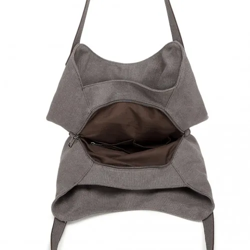 Kono Canvas Shoulder Tote Bag - Grey | Stylish & Practical for Everyday Use