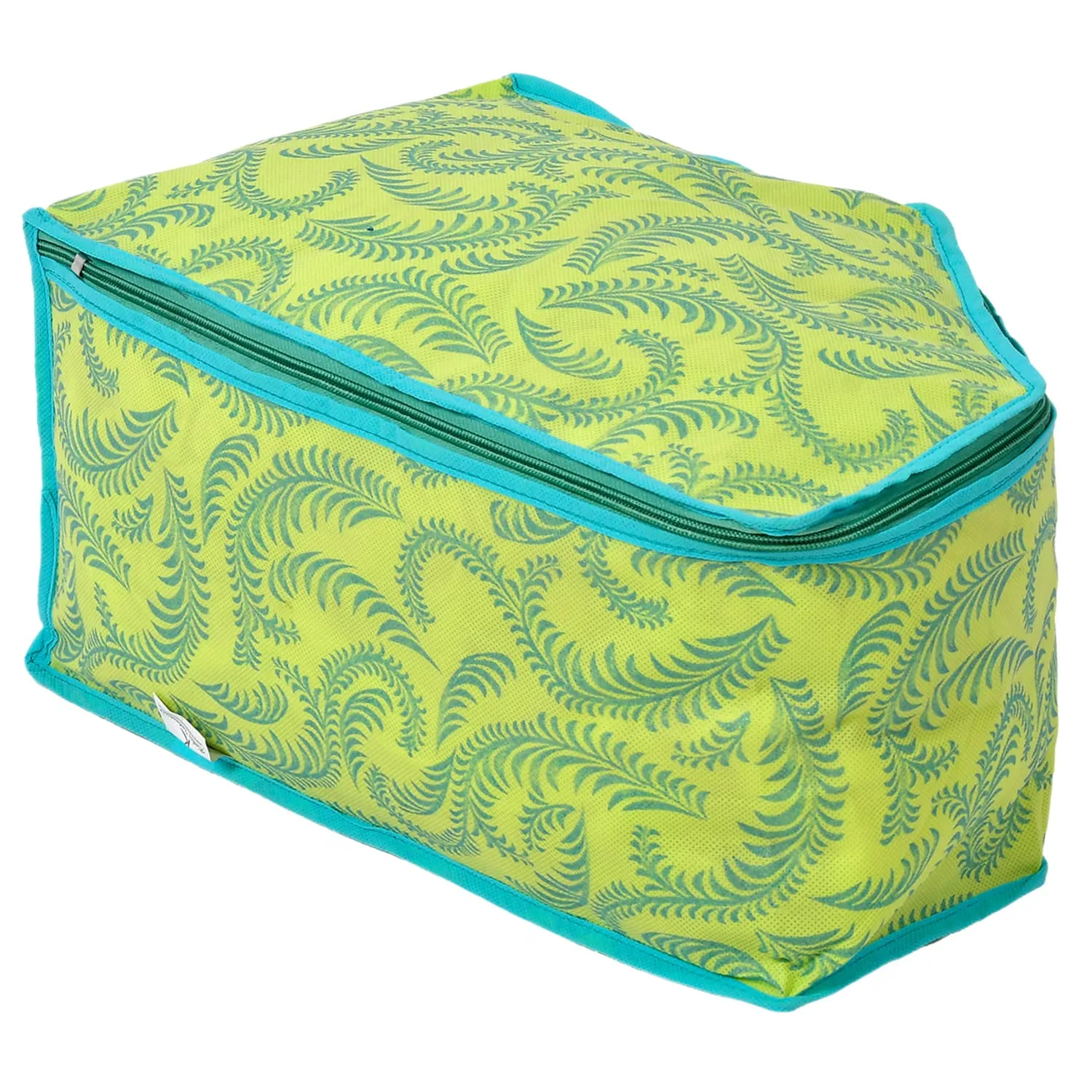 Kuber Industries Leaf Printed Non-Woven Blouse Cover/Organizer With Front Window- Pack of 2 (Green)-44KM0527