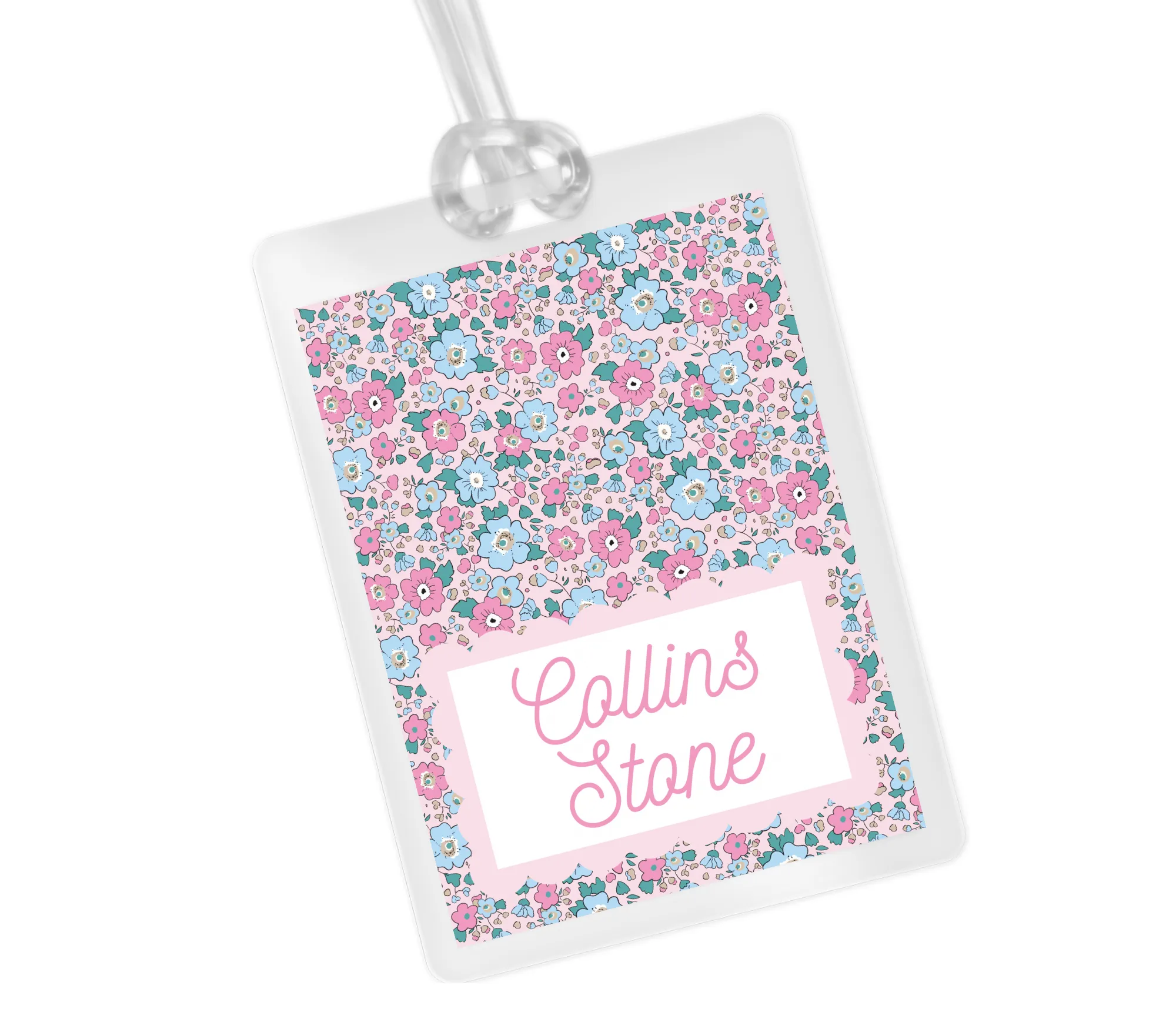 Laminated Bag Tag - Pink Liberty Print