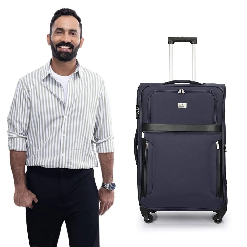 Large Softsided Suitcase - 120L Capacity with 4 Wheels & Lock | Waterproof PVC Cover | Navy Blue