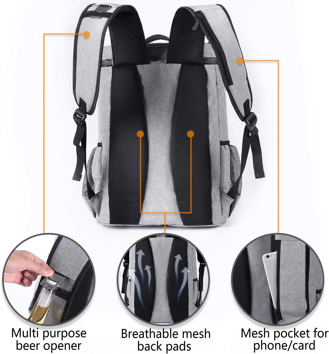 Leak-Proof Insulated Backpack Cooler
[Lightweight Waterproof Soft Cooler | Perfect for Work Lunches, Picnics, Camping, and Hiking | Holds Up to 30 Cans]