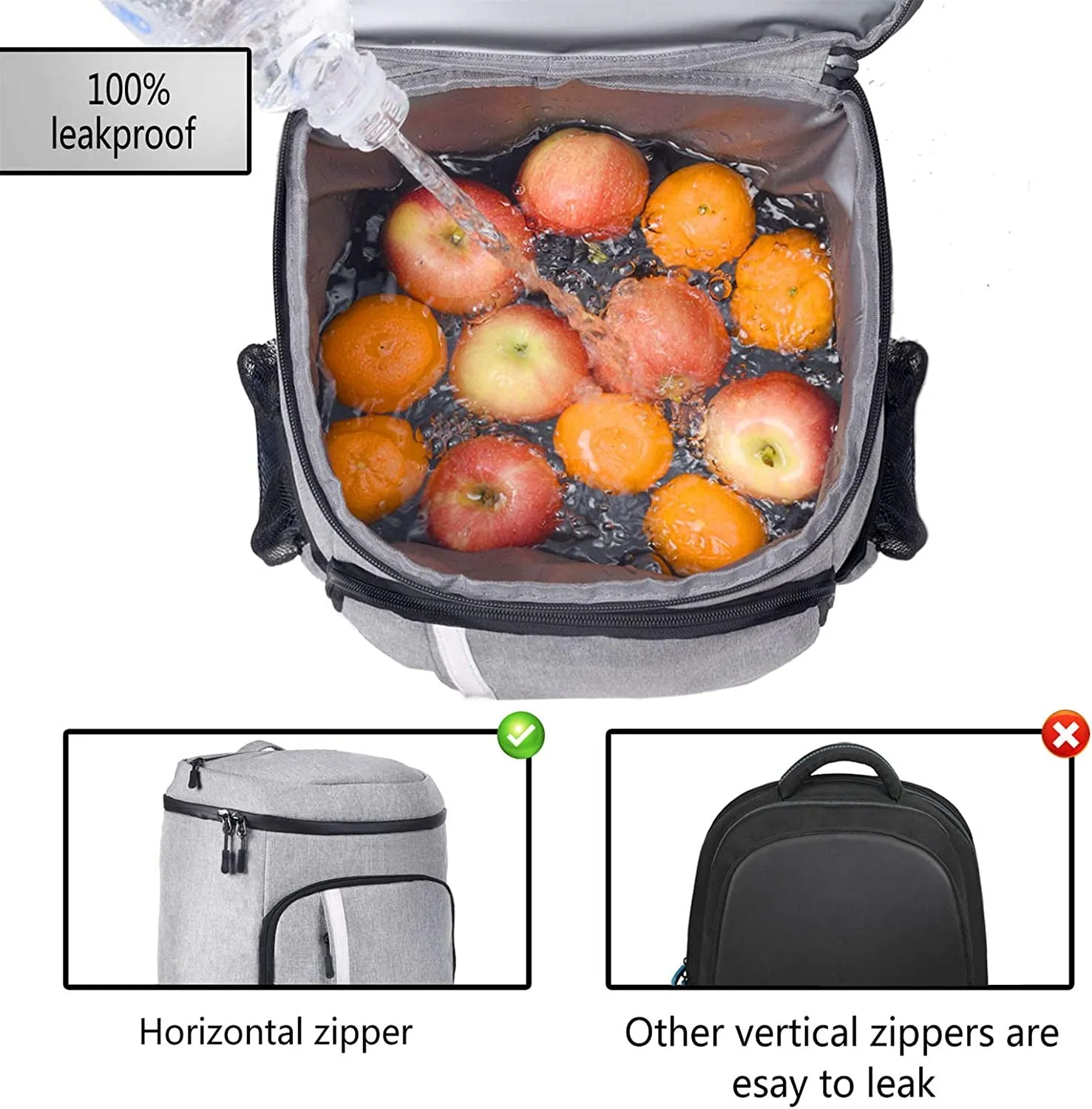 Leak-Proof Insulated Backpack Cooler
[Lightweight Waterproof Soft Cooler | Perfect for Work Lunches, Picnics, Camping, and Hiking | Holds Up to 30 Cans]