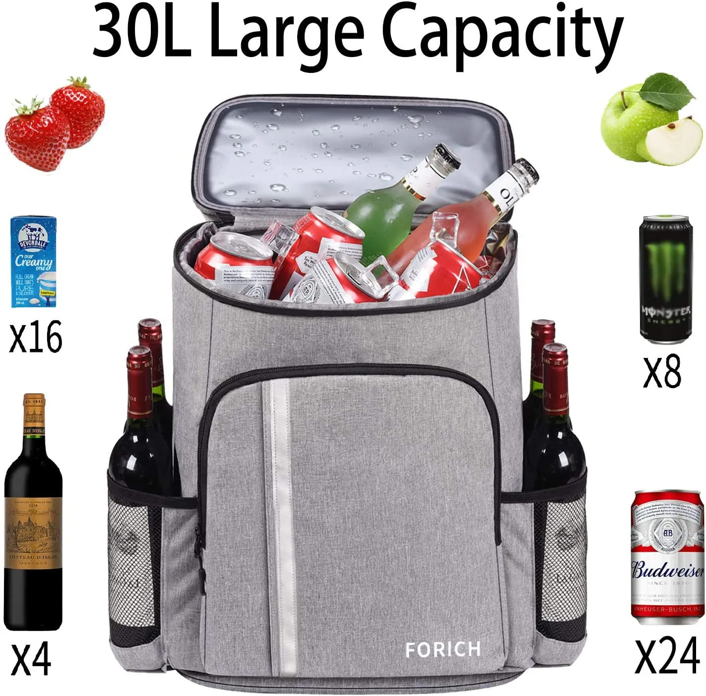 Leak-Proof Insulated Backpack Cooler
[Lightweight Waterproof Soft Cooler | Perfect for Work Lunches, Picnics, Camping, and Hiking | Holds Up to 30 Cans]