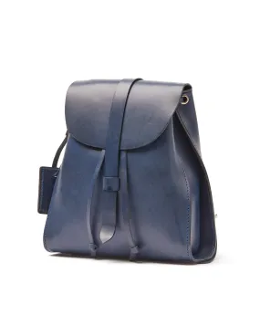 Leather Backpack in Cuoio Blue Mod 130