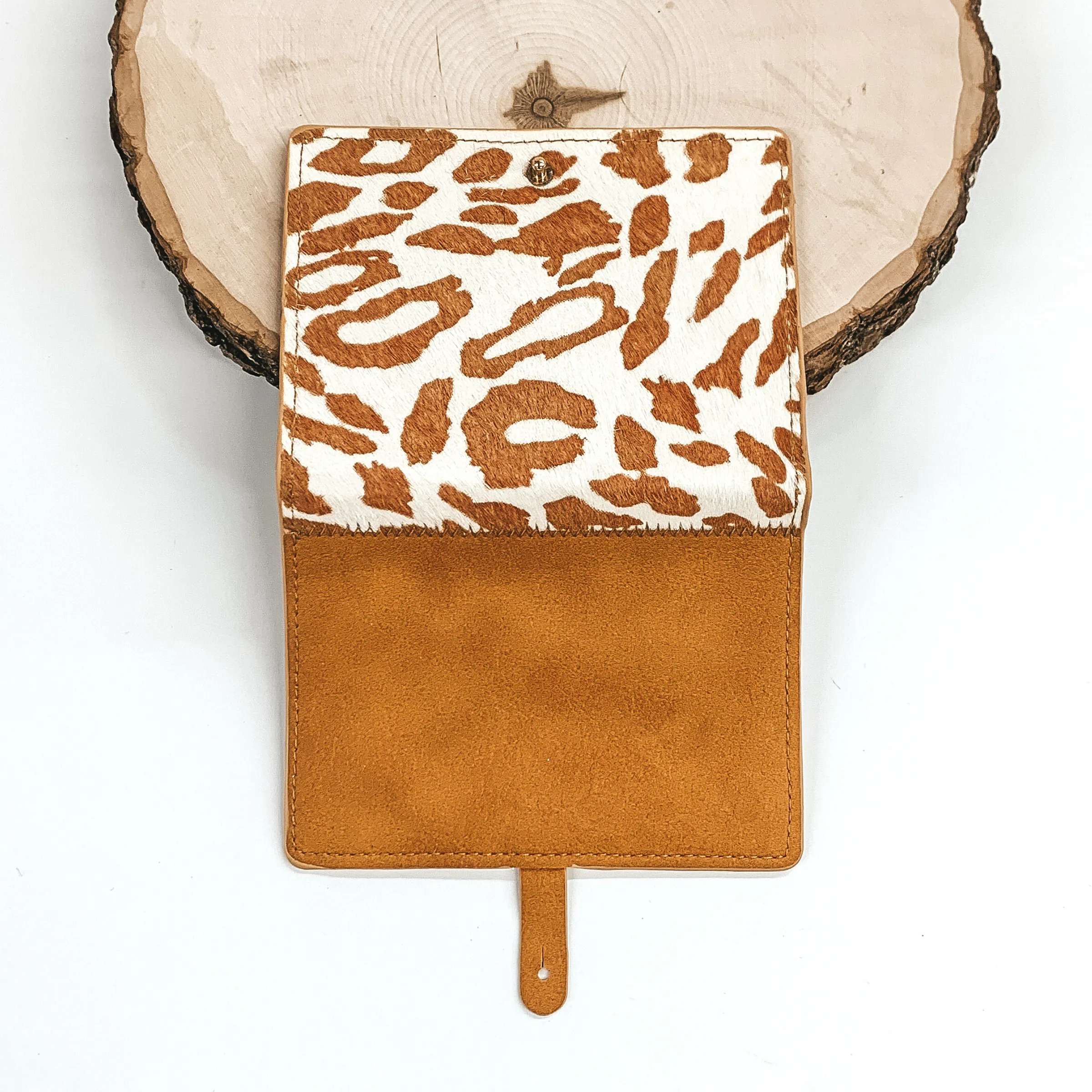 Leopard Print Passport Wallet in Tan