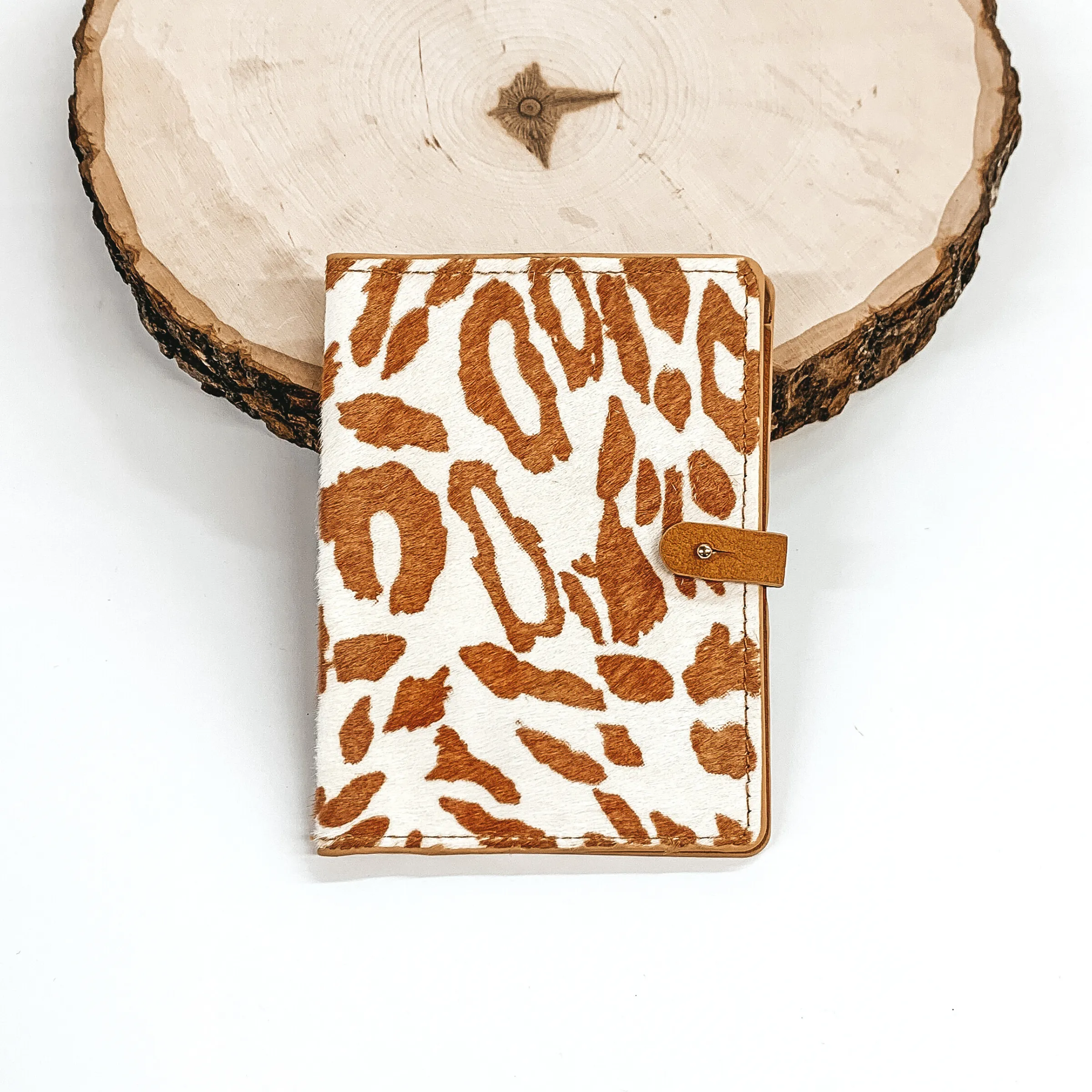 Leopard Print Passport Wallet in Tan