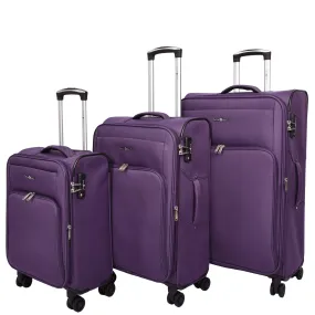 Lightweight Soft Suitcase 8 Wheel Expandable Luggage Pokeno Purple