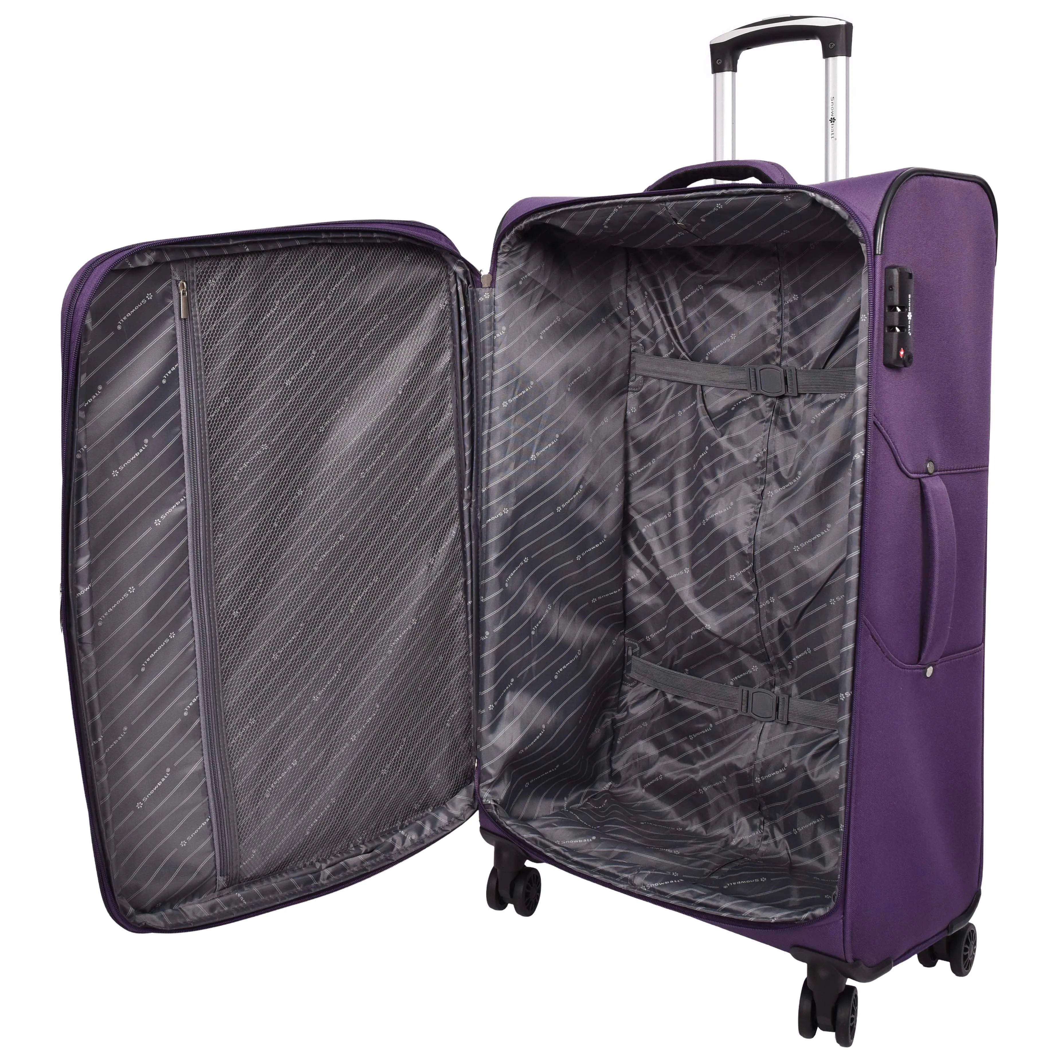 Lightweight Soft Suitcase 8 Wheel Expandable Luggage Pokeno Purple