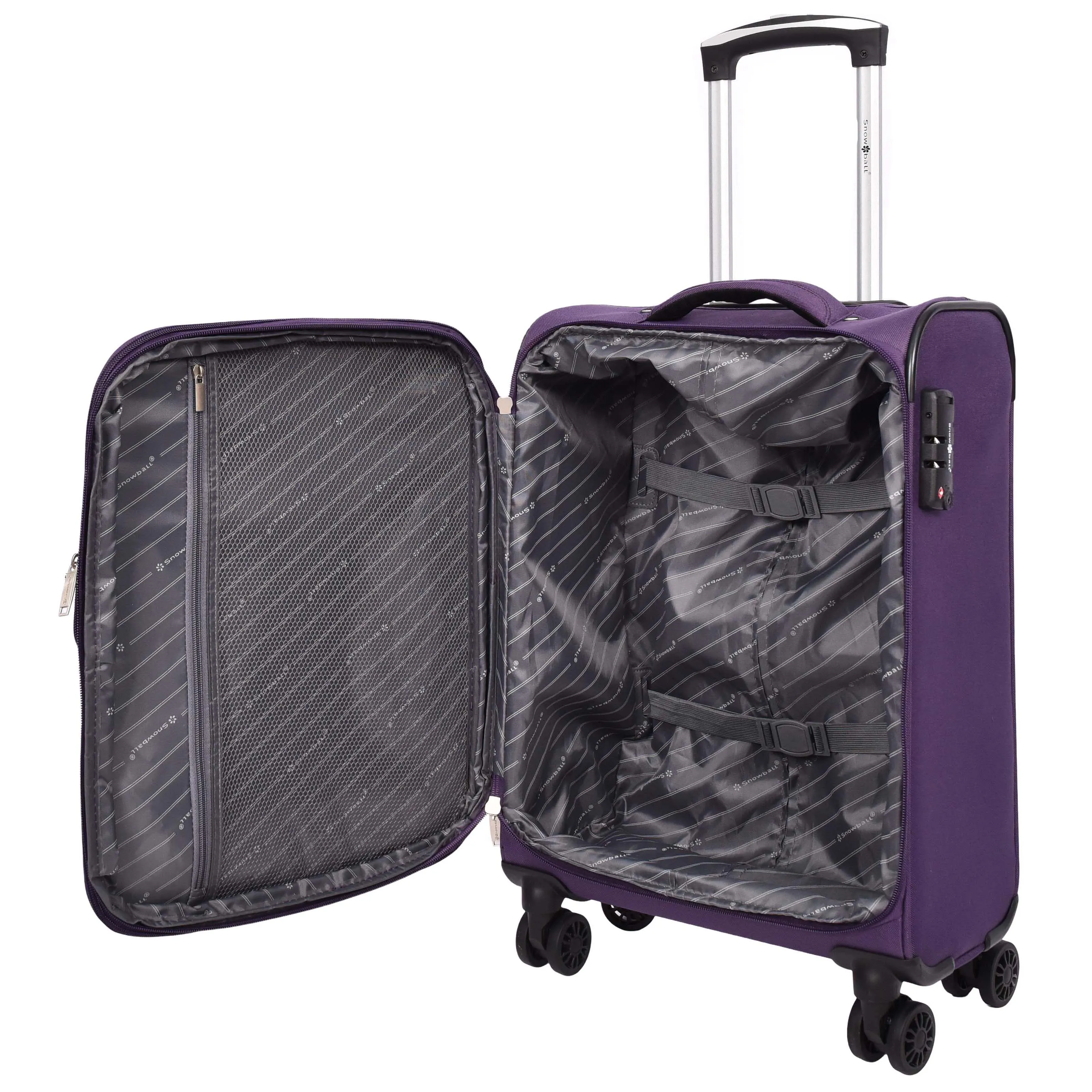 Lightweight Soft Suitcase 8 Wheel Expandable Luggage Pokeno Purple