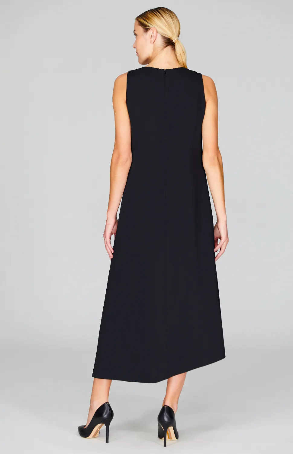 Lustrous Crepe Long Overlap Dress