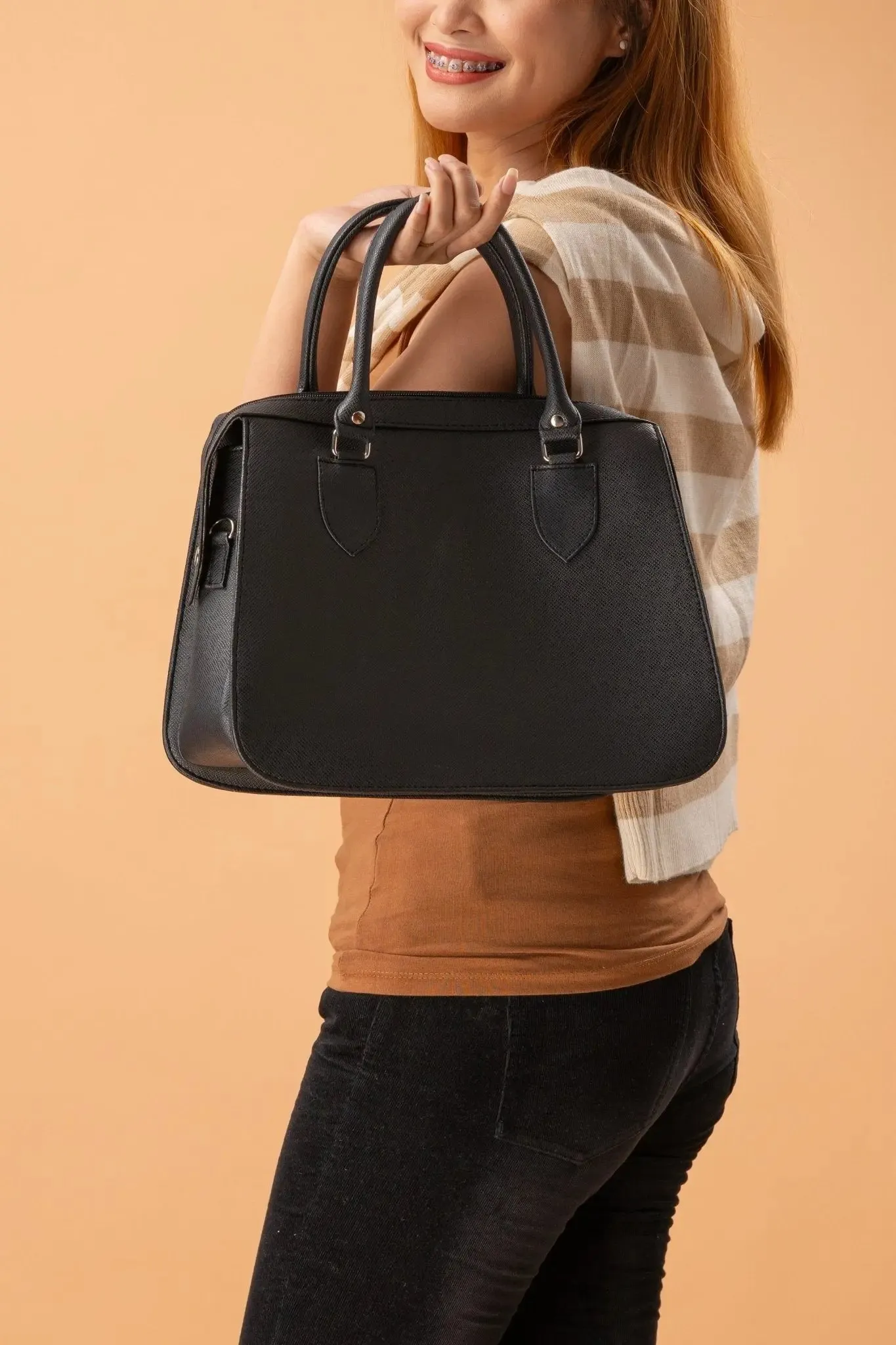 MARGAUX Classic Handbag with Sling in Black